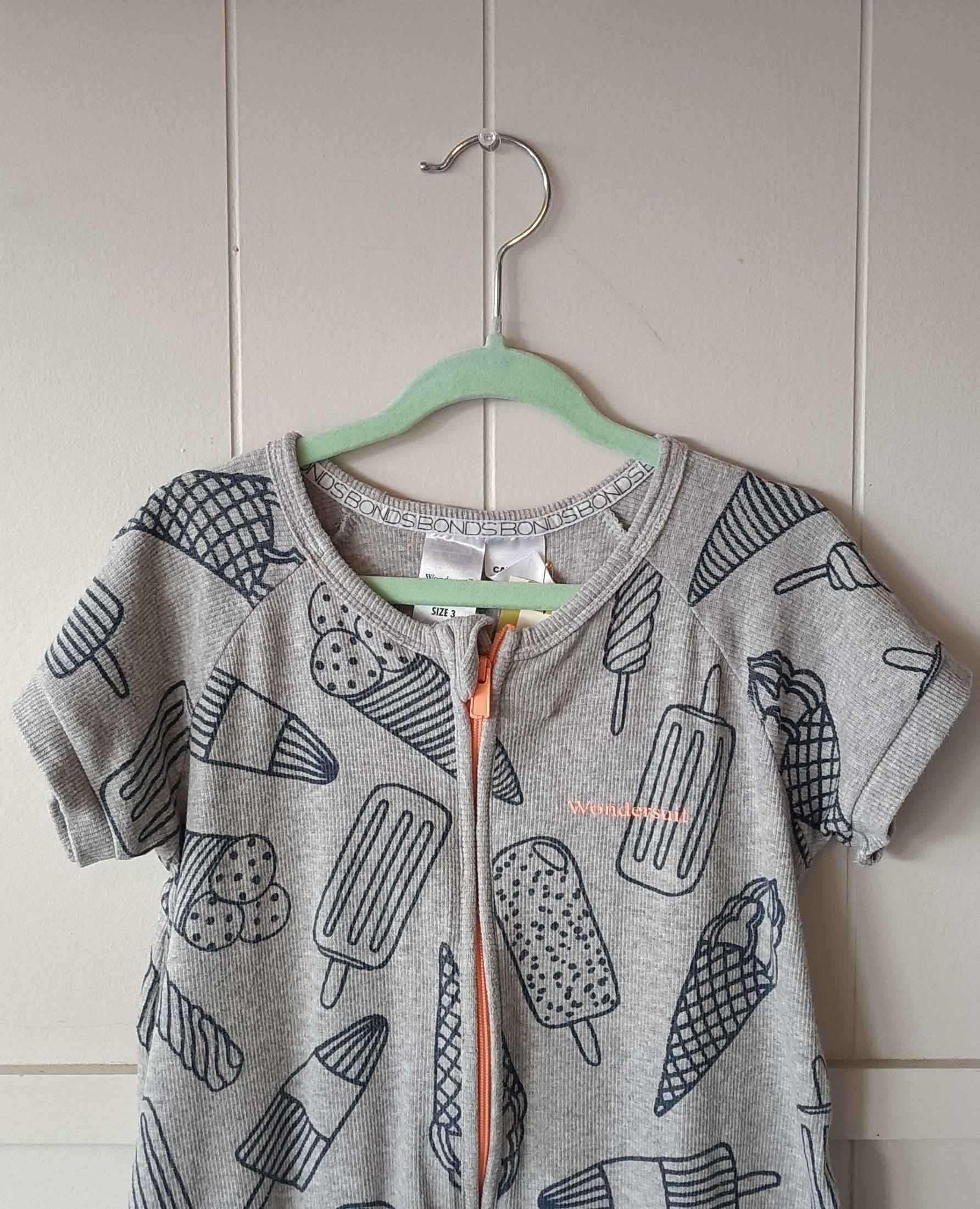 Bonds ribbed wondersuit with ice pops print | 0-3 months